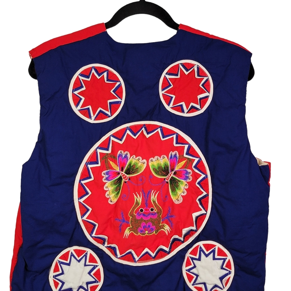 Embroidered Asain Vintage 80's Panda Butterfly Frog Motif Quilted Vest Unsized - Picture 10 of 16